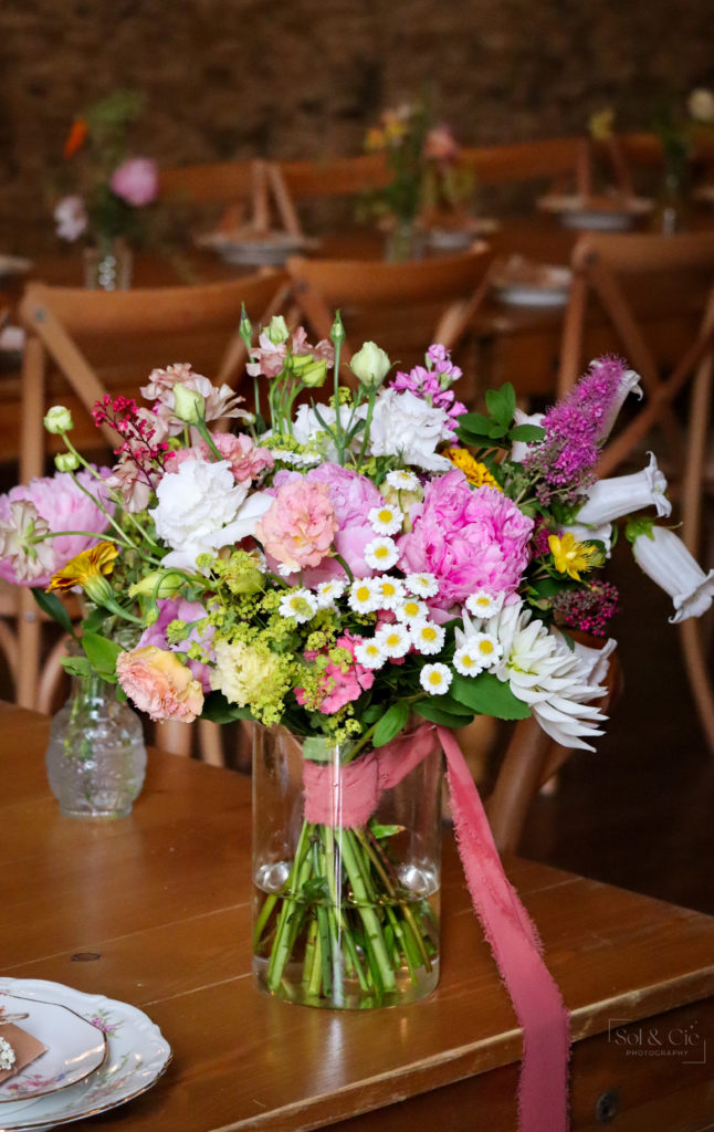 Bouquet de mariée écoresponsable, fleurs de saison, création artisanale fleuriste Guidel Bretagne